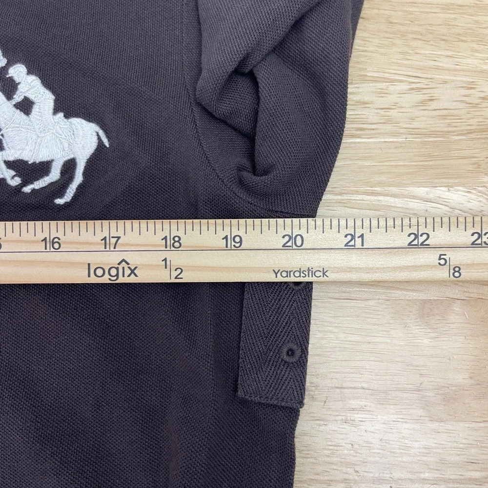 NEW Polo Ralph Lauren BIG PONY Mens M Cotton Long Sleeve Polo Brown‎ Stampede #3